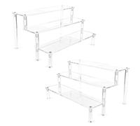 M.J COMFY-LIFE 2 set 3 Tier Acrylic Riser Clear Display Stand for Funko Pop Figures, Perfume, Cupcake, Dessert, Jewelry, Collectibles - Thick Transparent Display Shelf Organizer for Counter, Cabinet