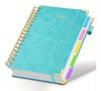 M.J COMFY-LIFE 2026 Schedule Premium Leather Hardcover Spiral Notebook with 5 Removable Dividers, 300 Pages B5, 5 Subject Notebook for School Office Meeting Note Taking, Business Gift (blue)