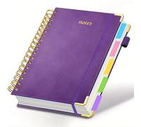 M.J COMFY-LIFE 2026 schedule Premium Leather Hardcover Spiral Notebook with 5 Removable Dividers, 300 Pages B5, 5 Subject Notebook for School Office Meeting Note Taking, Business Gift (Purple)