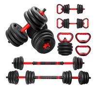 M.J COMFY-LIFE 20Kg Dumbbell Set, Adjustable Home Gym Weights for Men & Women Barbell, Kettlebell, Push-Up Bars, Ab Roller Free Weights for Full Body Wor (Red, 4 in 1)