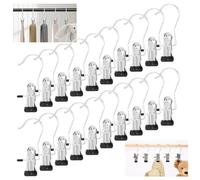 M.J COMFY-LIFE 20Pcs Portable Laundry Hooks, Stainless Steel Boot Hangers with Clips, Rotatable Coat Hanger Clips for Towels, Socks, Hats, and Clothes, Space-Saving Storage Solution