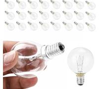 M.J COMFY-LIFE 25PCS Light Bulb G40 Round Bulb 7W E12 Outdoor String Lights Replacement Bulb Clear Glass Non-Dimmable Lamps for Indoor Outdoor Garden Pergola Patio Cafe Christmas Party Decor