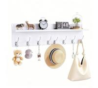M.J Comfy-Life 2pack Coat Rack Shelf Wall Mounted, Wooden Coat Hooks with Shelf, 8 Dual Metal Hooks for Entryway, Hallway, Bathroom & Bedroom, 80cm Wall Mounted Hanger Organizer for Coats, Hats, Keys