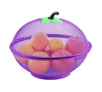 M.J COMFY-LIFE 2pcs Apple-Shaped Mesh Fruit Basket with Lid, Tabletop Vegetable Holder, Decorative Fruit Bowl for Kitchen, Camping, and Patio Use (Purple)