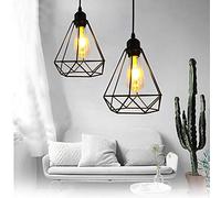 M.J COMFY-LIFE 2Pcs Lampshade 20x21cm Industrial Geometric Lampshade Metal Wire Basket Cage Lampshade Industrial Retro Cage Lampshade for Bedroom Living Room Corridor Restaurant Kitchen Black