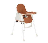 M.J COMFY-LIFE 3-in-1 Convertible Baby High Chair - Adjustable Toddler Feeding Chair with Removable Tray, 5-Point Harness, and Wooden Legs - Suitable from 6 Months to 5 Years (Coffee)