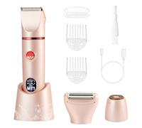 M.J COMFY-LIFE 3-in-1 Women's Electric Razor - IPX7 Waterproof Bikini Trimmer for Wet & Dry Use, Painless Electric Lady Shaver with Replaceable Heads for Face, Legs, and Bikini Area (Pink)