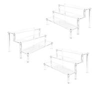 M.J COMFY-LIFE 3 set 3 Tier Acrylic Riser Clear Display Stand for Funko Pop Figures, Perfume, Cupcake, Dessert, Jewelry, Collectibles - Thick Transparent Display Shelf Organizer for Counter, Cabinet