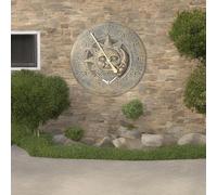 M.J COMFY-LIFE 30 Cm/12 Inches Vintage Bronze Outdoor Wall Clock Garden Thermometer Clock Sun And Moon Silent Garden Wall Clock