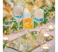 M.J COMFY-LIFE 3pcs Tall Glass Tealight Holders - Elegant Candle Holders Set for Wedding Centrepieces & Home Décor, Tea Light Holders/Candleholders, Premium Candles & Holders, Home Accessories
