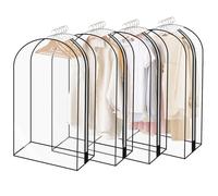 M.J COMFY-LIFE 4 Pack Breathable Garment Bags with Zip, Waterproof & Dustproof Clothes Covers for Wardrobe, Moth-Proof Suit Bags (40in)