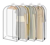 M.J COMFY-LIFE 4 Pack Breathable Garment Bags with Zip, Waterproof & Dustproof Clothes Covers for Wardrobe, Moth-Proof Suit Bags (60in)