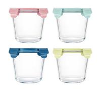 M.J COMFY-LIFE 4 Pack Glass Soup Storage Containers with Airtight Lids Round Borosilicate Glass Food Prep Bowls Meal Prep Containers for Lunch Salad Leftovers Microwave Freezer Oven Dishwasher