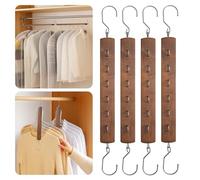 M.J COMFY-LIFE 4 Pack Space Saving Hangers with 360° Swivel Hook 6-Tier clothes Organiser (Hangers Not Included) (Brown)