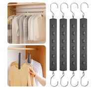 M.J COMFY-LIFE 4 Pack Space Saving Hangers with 360° Swivel Hook 6-Tier clothes Organiser (Hangers Not Included) (Black)