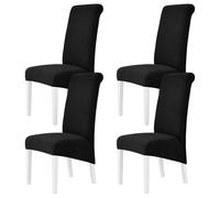 M.J COMFY-LIFE 4pack Stretch Dining Chair Covers, Universal Fit Removable Chair Slipcovers, High Elastic Washable Chair Protector for Dining Room, Kitchen, Hotel and Restaurant (Black)