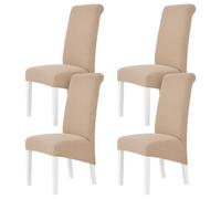 M.J COMFY-LIFE 4pack Stretch Dining Chair Covers, Universal Fit Removable Chair Slipcovers, High Elastic Washable Chair Protector for Dining Room, Kitchen, Hotel and Restaurant (Khaki)