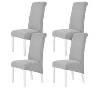 M.J COMFY-LIFE 4pack Stretch Dining Chair Covers, Universal Fit Removable Chair Slipcovers, High Elastic Washable Chair Protector for Dining Room, Kitchen, Hotel and Restaurant (Grey)