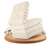 M.J COMFY-LIFE 4Pcs Seat Cushions for Dining Chairs 40x40cm - Non-Slip Washable Chair Pads with Ties - Soft Polyester & Pearl Cotton Filling for Kitchen, Office (4pack/Grey 40 x 40 x 5 cm)