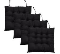 M.J COMFY-LIFE 4Pcs Seat Cushions for Dining Chairs 40x40cm - Non-Slip Washable Chair Pads with Ties - Soft Polyester & Pearl Cotton Filling for Kitchen, Office, Garden (8pcs BLACK)