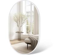 M.J COMFY-LIFE 50 x 70cm Oval Mirror - High-Definition Wall-Mounted Mirror, Horizontal or Vertical Hanging, Explosion-Proof Glass with Aluminum Alloy Frame, Stylish Home Decor (White)