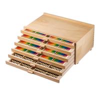 M.J COMFY-LIFE 6-Drawer Art Supply Organizer - Portable Artist Storage Box for Pencils, BrushesPens Pastels | 24 Compartments with Removable Dividers Beechwood Desktop Markers Pens Storage Holds