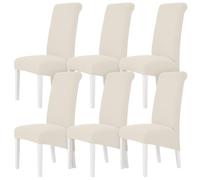 M.J COMFY-LIFE 6pack Stretch Dining Chair Covers, Universal Fit Removable Chair Slipcovers, High Elastic Washable Chair Protector for Dining Room, Kitchen, Hotel and Restaurant (Beige)
