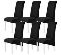 M.J COMFY-LIFE 6pack Stretch Dining Chair Covers, Universal Fit Removable Chair Slipcovers, High Elastic Washable Chair Protector for Dining Room, Kitchen, Hotel and Restaurant (Black)