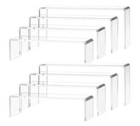 M.J COMFY-LIFE 8Pcs Acrylic Risers - Clear Rectangular Tiered Display Stands for Funko Pop, Jewelry, Cupcakes, Perfume & Collectibles - 4mm Thick U-Shaped Shelves (4 Sizes)
