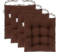 M.J COMFY-LIFE 8pcs Seat Cushions for Dining Chairs 40x40cm - Non-Slip Washable Chair Pads with Ties - Soft Polyester & Pearl Cotton Filling for Kitchen, Office, Garden, Patio (Brown)