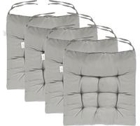 M.J COMFY-LIFE 8pcs Seat Cushions for Dining Chairs 40x40cm - Non-Slip Washable Chair Pads with Ties - Soft Polyester & Pearl Cotton Filling for Kitchen, Office, Garden, Patio (Grey)