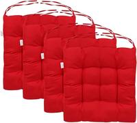 M.J COMFY-LIFE 8pcs Seat Cushions for Dining Chairs 40x40cm - Non-Slip Washable Chair Pads with Ties - Soft Polyester & Pearl Cotton Filling for Kitchen, Office, Garden, Patio (Red)