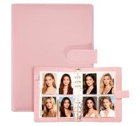 M.J COMFY-LIFE A5 Kpop Photocard Binder with 30 Pocket Pages, 6 Ring Album for 240 Cards, PU Leather Cover with Magnetic Closure, Storage Notebook for Trading Cards, Game Cards, Photo Cards (Pink)