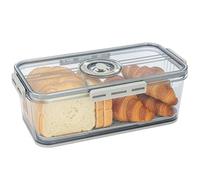 M.J COMFY-LIFE Airtight Bread Box with Time Recording Dial, Large Plastic Bread Storage Container for Kitchen Countertop - Keep Homemade Bread, Bagels, Toast, Fruits & Vegetables Fresh (Gray)
