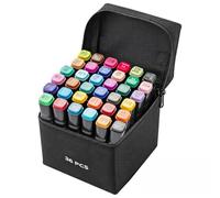 M.J COMFY-LIFE Alcohol Markers Permanent Marker Pens, Dual Tip Artist Marker Set with Carrying Bag, Quick Dry Oil-Based Markers for Drawing, Sketching, Illustration & Design (36 Colors)