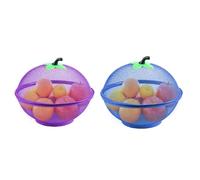 M.J COMFY-LIFE Apple-Shaped Mesh Fruit Basket with Lid, Tabletop Vegetable Holder, Decorative Fruit Bowl for Kitchen, Camping, and Patio Use (Purple+Blue)