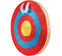 M.J COMFY-LIFE Archery Target Straw Round 20 inch, Traditional Handmade Circular Target with Rings for Recurve, Compound & Longbow Practice (Red, 3-Layers)