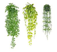 M.J COMFY-LIFE Artificial Hanging Plants with Pots Fake Ivy Vine Trailing Plants UV-Resistant PE Faux Greenery for Indoor Outdoor Home Decor Wall Patio Shelf and Office Decoration (Green 3Pcs)