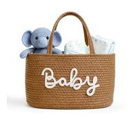 M.J COMFY-LIFE Baby Diaper Caddy Organiser,Nappy Caddy, Portable Nursery Storage Basket with Changeable Compartments,Cotton Woven Rope