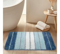 M.J COMFY-LIFE Bath Mat 80 x 50 cm, Ultra-Soft and Absorbent, Non-Slip Shaggy Rug for Bathroom Shower Floor, Machine Washable Microfiber Bath Mat (Blue B, 80 x 50 cm)