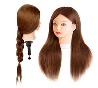 M.J COMFY-LIFE Beauty Salon Styling Doll, Real Human Hair Training Mannequin Head with Clip, 24/26 Inch Hair for Braiding, Cutting, Styling, and Hairdressing Practice (Yellow 26”)