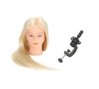 M.J COMFY-LIFE Beauty Salon Styling Doll, Real Human Hair Training Mannequin Head with Clip, 24/26 Inch Hair for Braiding, Cutting, Styling, and Hairdressing Practice (White 24“)