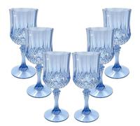 M.J COMFY-LIFE Blue Plastic Wine Glasses Sapphire Glitter Reusable Party Wine Cups (6pcs)