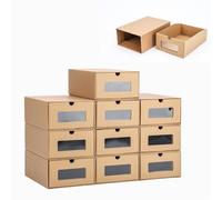 M.J COMFY-LIFE Cardboard Shoe Boxes, Stackable & Visual Multi-Purpose Storage Recyclable Shoe Organizer Boxes for Home and Office Organizatio (10pcs)