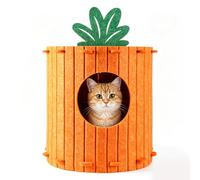 M.J COMFY-LIFE Carrot Felt Cat Bed Soft Cat Cave Hideaway with Tunnel & Semi Enclosed Structure Noise Reduction Pet Kennel for Indoor Cats Small Dogs Cute Carrot Shape for Home Décor