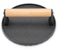 M.J COMFY-LIFE Cast Iron Press 7 Inch Round Grill Press for Kitchen Nonstick Heavy Duty Burger Weight Press with Wooden Handle for Bacon Burger Steak