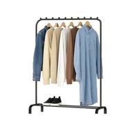 M.J COMFY-LIFE Clothes Rail Freestanding Clothing Garment Rack for Bedroom Metal Hanging Rack for Coats Stores Boxes Shoes Hanging Rail for Laundry Room (Sigle Rail, Blcak)