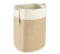 M.J COMFY-LIFE Cotton Rope Storage Basket, Collapsible Woven Organizer Bins for Home, Nursery, Office - Multipurpose Toy, Blanket, Laundry Hamper with Handles (Flax)