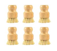 M.J COMFY-LIFE Dish Brush Set Wooden Scrub Brush with Circular Handle Dish Scrubber for Kitchen Cleaning Dishwashing Brush for Pots Pans Cast Iron (6Pcs Coconut Fiber)