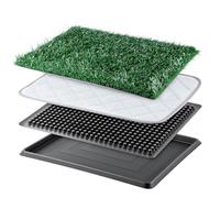 M.J COMFY-LIFE Dog Toilet Tray with Artificial Grass - Portable & Washable Indoor Puppy Potty, Reusable Litter Tray for Small Dogs, Leak-Proof Drainage System for Flats or Home Use (A - 51x41x3cm)